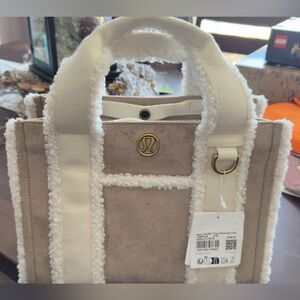 lululemon athletica Cream and Tan  shearling Tote